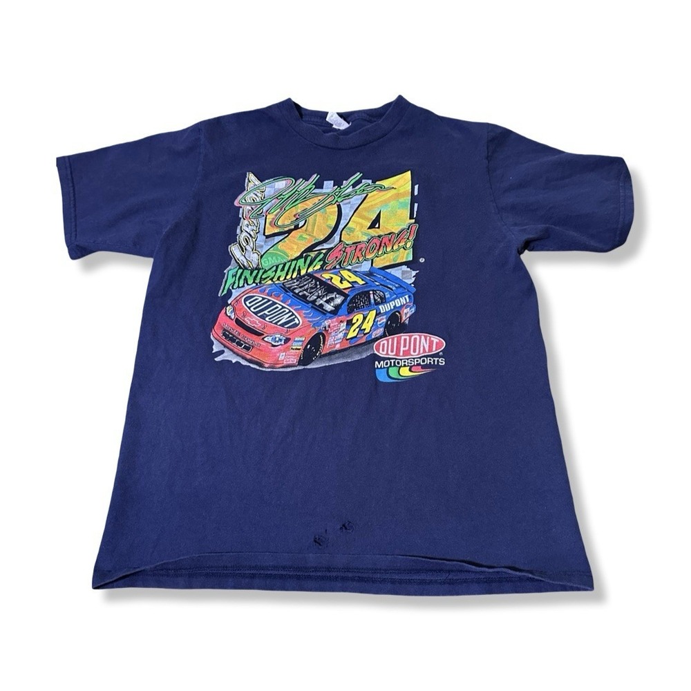 Vintage Chase Authentics Mens Blue Jeff Gordon #24 Winston NASCAR Tee Size XL